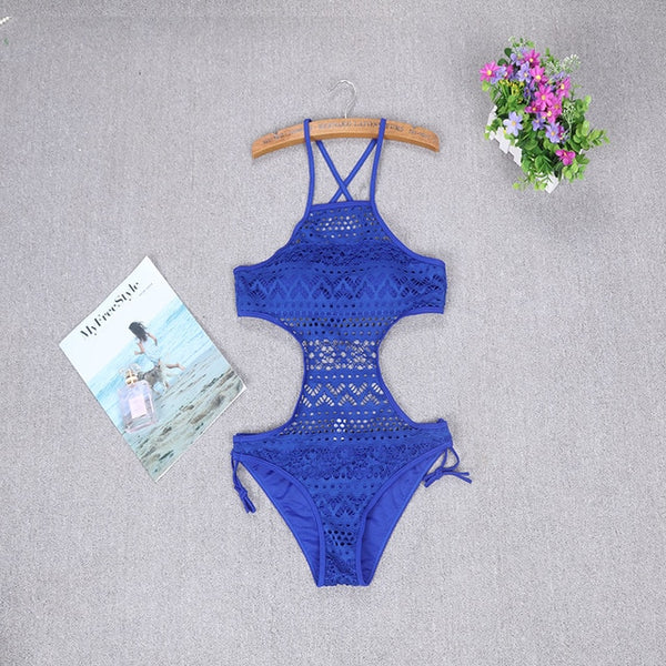 2019 Plus Size Bikini S to 3XL One Piece Swimsuit Women Hollow Out Swimwear Summer Monokini Womens Lace Bathing Suit Beachwear