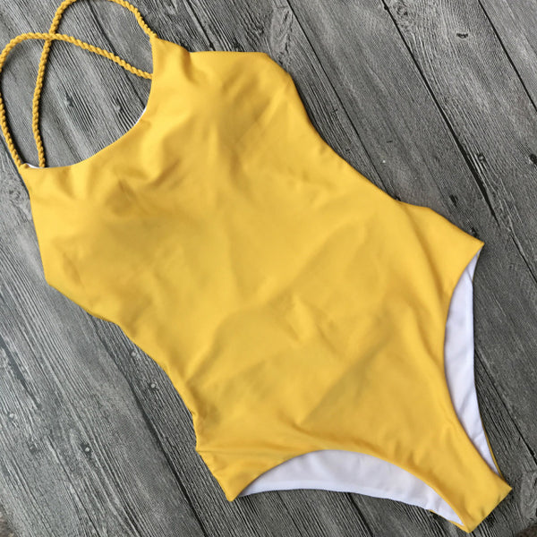 2018 Women One-piece Sling Bikini Monokini Swimsuit Backless Swimwear Beachwear Ladies One Piece Solid Swimming Clothing