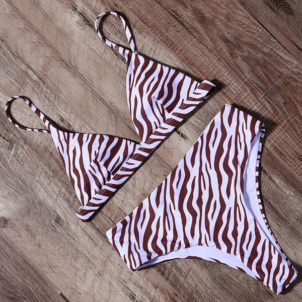 Sexy Women Bikini Push Up 2020 Swimwear Summer Halter Top Swimsuit Bandage Printed Bathing Suit Female Leopard Animal Swim Wear