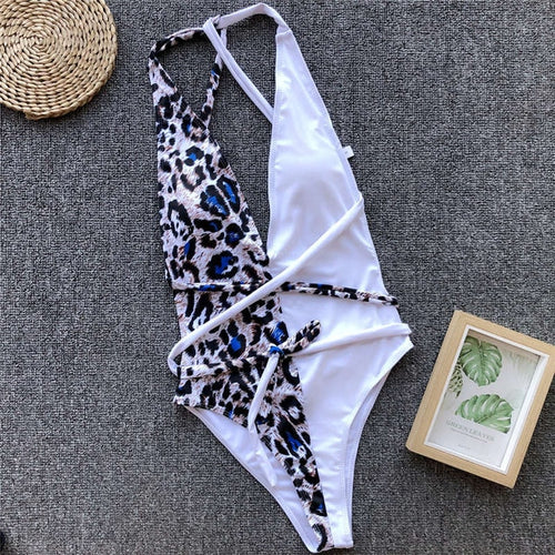 Misswim Leopard print bikini 2020 High cut one piece swimsuit female monokini Bandage push up swimwear women bathing suit Brazil