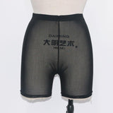OMSJ New High Waist Women Sexy Neon Green Pink Perspective Mesh Sheer Swim Shorts Bikini Bottom Cover Up Solid Beachwear