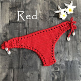 Women Sport Sexy Bikini Thong Handmade Crochet Swimwear Bikini Bottom Hollow-out Low Waist Bathing Suit