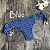 Women Sport Sexy Bikini Thong Handmade Crochet Swimwear Bikini Bottom Hollow-out Low Waist Bathing Suit