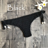 Women Sport Sexy Bikini Thong Handmade Crochet Swimwear Bikini Bottom Hollow-out Low Waist Bathing Suit