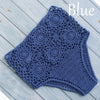 High Waist Bikini Plus Size Bottoms Thong Womens 2020 Crochet Flower Hollow Out Swimsuit Shorts Brazilian Bikini Swimwear