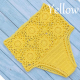 High Waist Bikini Plus Size Bottoms Thong Womens 2020 Crochet Flower Hollow Out Swimsuit Shorts Brazilian Bikini Swimwear