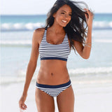 2020 Push Up Sexy Bikini ensemble maillot de bain pour femme femmes rayé maillot de bain croix sangle débardeur haut court Bikinis rembourré plage