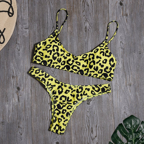 Women Sexy Leopard Bikinis Snake Print Bathing Suit Tube Top High Cut Swimsuit Brazilian Swimwear Female Summer Beachwear