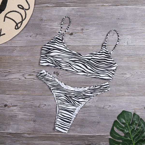 Women Sexy Leopard Bikinis Snake Print Bathing Suit Tube Top High Cut Swimsuit Brazilian Swimwear Female Summer Beachwear