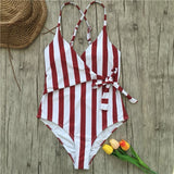 2020 Sexy Stripes Swimwear Women Backless One piece Swimsuit Badpak Monokini  Maillot femme  Bikini Maio Biquini Mujer Trikini
