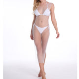 Mujeres Bikini cristal ostentoso Tops superiores Sexy Fishnet Hollow Out ver a través traje de baño Tops negro blanco